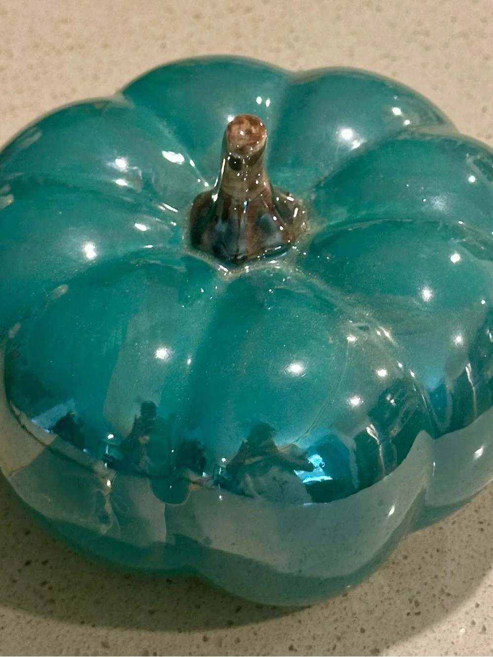 Hobby Lobby Shiny Teal Ceramic Pumpkin